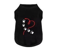 Discover Cozy Cotton Canine Wear: Soft, Lightweight, and Breathable Dog Shirt Vest with Eye-Catching Graphics (Heart and Paw, Keeping Your Furry Friend Warm！Black M