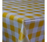 Discover Lifestyle & Fashion Fabrics Gingham Check Designer Table Cloth Stylish Wipe Clean Vinyl Square Rectangle Table Cover Protector | Various Sizes (200 x 140 cm (L x W), Yellow)