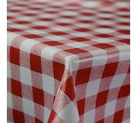 Discover Lifestyle & Fashion Fabrics Gingham Check Designer Table Cloth Stylish Wipe Clean Vinyl Square Rectangle Table Cover Protector | Various Sizes (150 x 140 cm (L x W), Red)