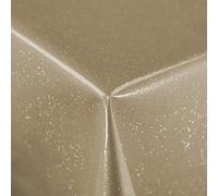 Discover Lifestyle & Fashion Fabrics Plain Beige PVC Infused With Glitter Vinyl Wipe Clean Protector Tablecloth Cover in width 140cm - Sold by metre