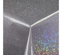 Discover Lifestyle & Fashion Fabrics Plain Silver PVC Infused With Glitter Vinyl Wipe Clean Protector Tablecloth Cover in width 140cm - Sold by metre