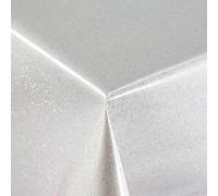 Discover Lifestyle & Fashion Fabrics Plain White PVC Infused With Glitter Vinyl Wipe Clean Protector Tablecloth Cover | 55" - 140 cm Wide | Sold Per Metre