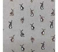 Discover Lifestyle & Fashion Fabrics Shabby Animals Hares Design Cotton Rich Linen Look Fabric For Curtains Blinds Craft Quilting Patchwork & Upholstery 55" 140cm Wide - Sold by the Metre