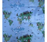 Discover Lifestyle & Fashion Fabrics World Map Multi Design Decorative Table Cloth Wipe Clean Water Resistant Wipeable Rectangle Vinyl Table Cotton Backed PVC Cover Protector | 100L x 132W cm