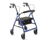 Discover Mobility Dart Lightweight Folding Rollator Walking Frame with Seat, Brakes & Bag (Blue)