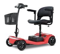 Discover Mobility Pilot 2026 Design Portable Mobility Scooter, 4mph, 136kg Weight Capacity, LED Headlight, Removable Battery (Red)