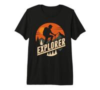 Discover More Trekking Mountains Camping Fun Explorer Hiker Premium T-Shirt