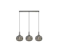 Discovery Lighting Albany 3 Light Bar Ceiling Pendant - Black Chrome and Smoked Glass