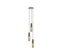 Austin 3 Light Cluster Ceiling Pendant - Mocha & Amber Glass
