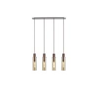 Austin 4 Light Bar Ceiling Pendant - Mocha & Amber Glass