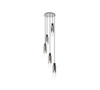 Discovery Lighting Austin 5 Light Cluster Ceiling Pendant In Black Finish with Smoked Glass Shades