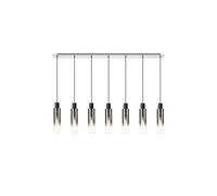 Austin 7 Light Bar Ceiling Pendant - Black with Smoked Glass Shades