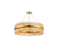 Detroit 32 Light Chandelier - Brass with Amber Glass