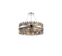 Detroit 24 Light Chandelier - Polished Nickel with Smoked Glass