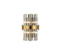 Detroit 4 Light Flush Wall Light - Brass with Smoked Glass