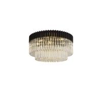 Festival 12 Flush Ceiling Light - Matt Black with Clear Sculpted Glass