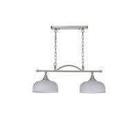 Magnolia 2 Light Bar Ceiling Pendant - Satin Nickel with Clear Prismatic Glass