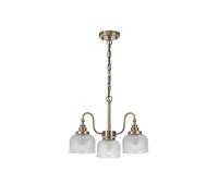 Magnolia 3 Arm Dual Mount Ceiling Light - Antique Brass with Clear Prismatic Glass
