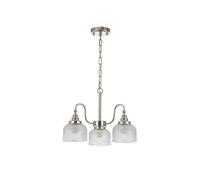 Magnolia 3 Arm Dual Mount Ceiling Light - Polished Nickel with Clear Prismatic Glass