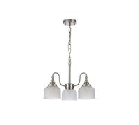 Magnolia 3 Arm Dual Mount Ceiling Light - Satin Nickel with Clear Prismatic Glass