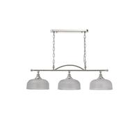 Magnolia 3 Light Bar Ceiling Pendant - Polished Nickel with Clear Prismatic Glass