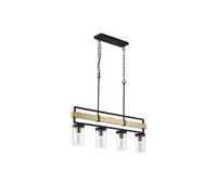 Miami 4 Light Bar Ceiling Pendant Light - Satin Black, Satin Brass