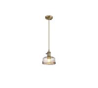 Michigan Single Ceiling Pendant Light - Antique Brass with Brown Cable and Brown Glass Shade