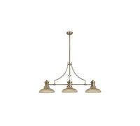 Discovery Lighting Oakley 3 Light Glass Bar Ceiling Pendant - Antique Brass with Amber Glass