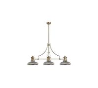 Discovery Lighting Oakley 3 Light Glass Bar Ceiling Pendant - Antique Brass with Smoked Glass