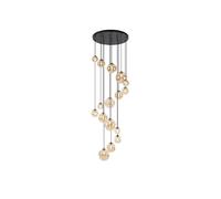 Discovery Lighting Sedona 16 Light Cascade Ceiling Pendant Light - Satin Black and Amber Glass