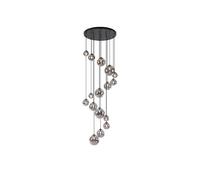 Discovery Lighting Sedona 16 Light Cascade Ceiling Pendant Light - Satin Black and Smoked Glass