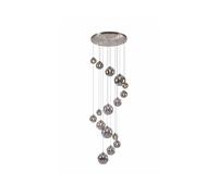 Discovery Lighting Sedona 16 Light Cascade Ceiling Pendant Light - Satin Nickel and Smoked Glass