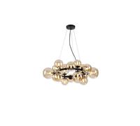 Discovery Lighting Sedona 16 Light Ceiling Pendant Light - Satin Black and Amber Glass