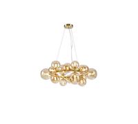 Discovery Lighting Sedona 16 Light Ceiling Pendant Light - Satin Gold and Amber Glass