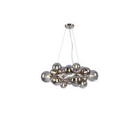 Discovery Lighting Sedona 16 Light Ceiling Pendant Light - Satin Nickel and Smoked Glass