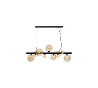 Discovery Lighting Sedona 9 Light Bar Ceiling Pendant - Satin Black and Amber Glass