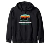 Discovery Park Washington Fishing Summer Bear Zip Hoodie