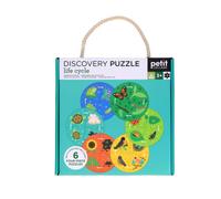 Petit Collage: Discovery Life Cycle Mini Puzzles - Contains 6 Mini Puzzles with 4 Pieces Each and Multi-Language Info Sheet - Show Life Cycle for Different Animals - Great Gift for Children 3+