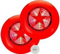 Discraft Two-Pack Bright Red Ultrastar Ultimate Discs - Standard Size, Varied Foil Designs, Perfect for Competitive & Casual Play