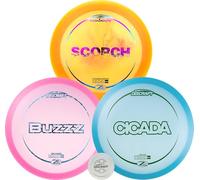 Discraft Z Lite 3-Pack - Premium Disc Golf Set with Cicada, Scorch, & Buzzz - Lightweight Discs in Varied Foils & Weights + Exclusive Snap Cap