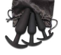 Discreet Butt Plug Training Set - 3 Sizes for Beginners | Soft Medical-Grade Silicone | Includes Velvet Storage Bag