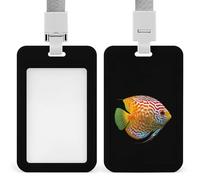 Discus Fish Badge Holder with Lanyard Hard Plastic Card Case for Offices ID Driver Licence