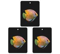 Discus Fish Car Air Freshener 3-pack Aromatherapy Tablets Hanging Scented Cards for Rooms Bathrooms Wardrobe Square