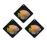 Discus Fish Car Air Freshener 3-pack Aromatherapy Tablets Hanging Scented Cards for Rooms Bathrooms Wardrobe Rhombus