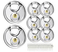 Discus Padlock, 8 Pack Keyed Alike Disc Padlock, Stainless Steel Heavy Duty Storage Unit Lock, 2-3/4" Wide, 3/8" Diameter Shackle, Storage Locks for Storage Units Sheds Garages Fence Trailer (8 Pack)