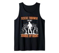 Discus Thrower by Day Zombie by Night Funny Halloween Creepy Tank Top