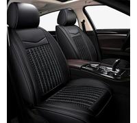 DISDADA Universal Car Seat Covers Front Pair Luxury PU Leather Car Seat Cover Cushion Ice Silk And Breathable（Black front 2 piece set）