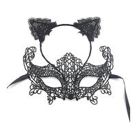 disdain Cat Ears Masquerade Mask, Halloween Black Mystery Lace Sexy Mask, Masquerade Mask for Women for Halloween, Christmas, Masquerade, Party, 11