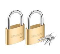 Disecu Solid Brass Keyed Padlock, 1-9/16"(40mm) Wide Body, 1.3 Inch Shackle Outdoor Waterproof Lock with Keys for Shed, Gate, School Gym Locker, Fence, Hasp Storage (2 Pack)