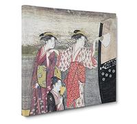 Disembarking from the Boat by Torii Kiyonaga Canvas Print | Gallery Wrapped 30mm Frame Wall Art | 14x14 inches | Ready to Hang | Asian Seascape Picture | Living Room Bedroom Lounge Office